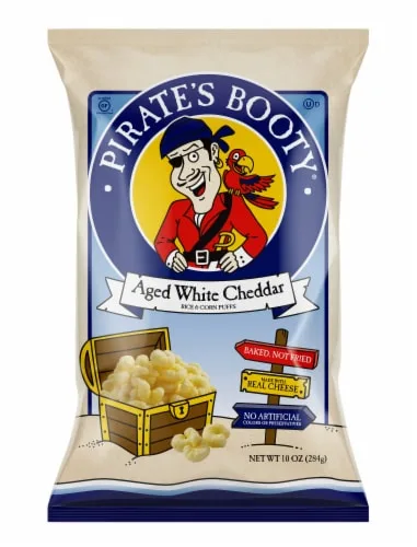 Aged White Cheddar Baked Corn Puffs by Pirate's Booty - Tier A kids snack