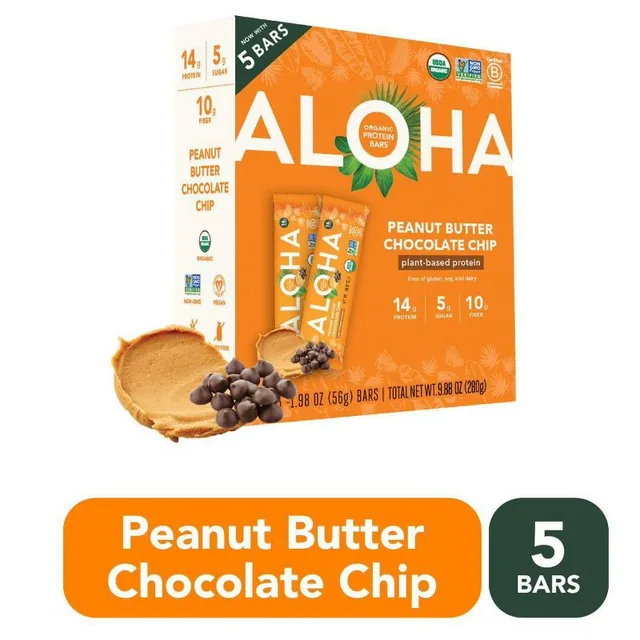 ALOHA Peanut Butter Chocolate Chip Protein Bars by Aloha - Tier C kids snack