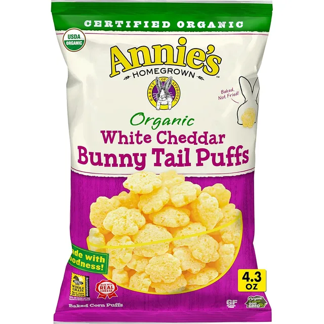 Annie's Organic White Cheddar Bunny Tail Puffs by Annie's Homegrown - Tier A kids snack