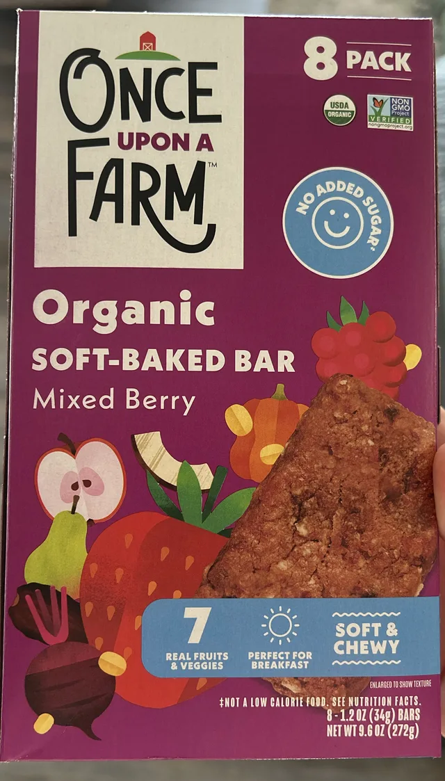 Organic Soft-Baked Bar Mixed Berry by Once Upon a Farm - Tier B kids snack