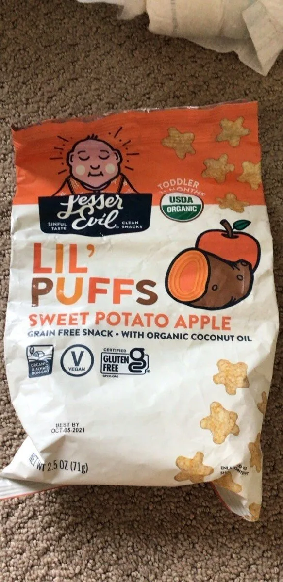 Lil Puffs, Sweet Potato Apple Asteroid by LesserEvil - Tier A kids snack