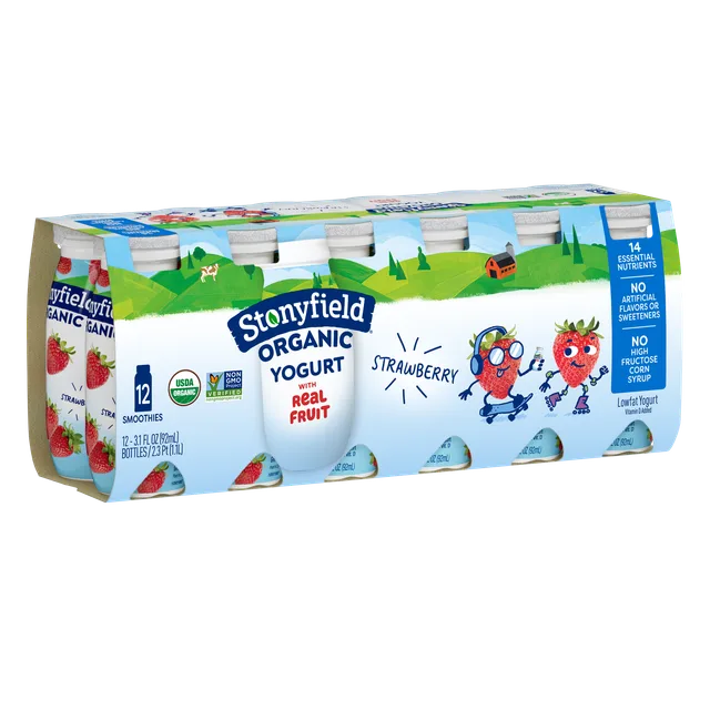 Organic Kids Strawberry Lowfat Yogurt Smoothie by Stonyfield - Tier E kids snack