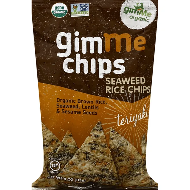 Organic seaweed chips with brown rice by Gimme Health - Tier B kids snack