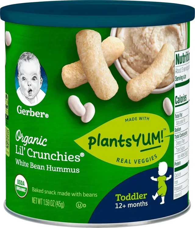 Organic Lil' Crunchies White Bean Hummus (Toddler) by Gerber - Tier A kids snack