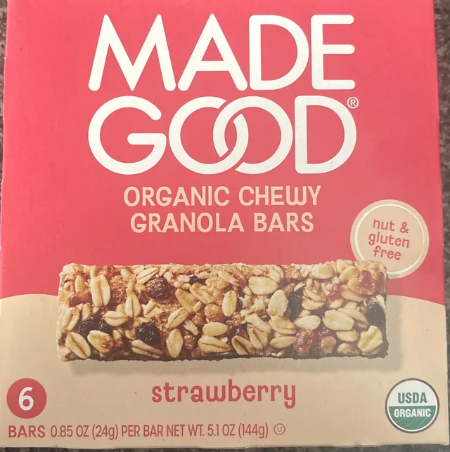 Organic Chewy Granola Bars- Strawberry by MadeGood - Tier D kids snack