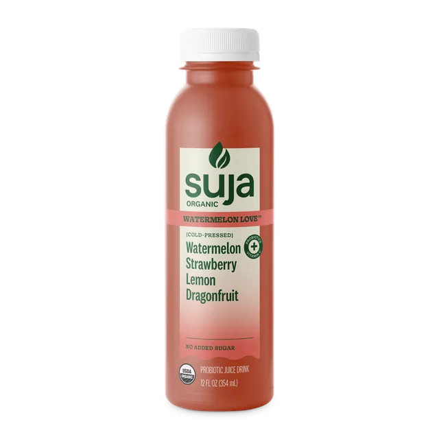 Suja Organic Watermelon Love™ (Watermelon Strawberry Lemon Dragonfruit, Cold-Pressed Probiotic Juice Drink) by Suja Organic - Tier B kids snack