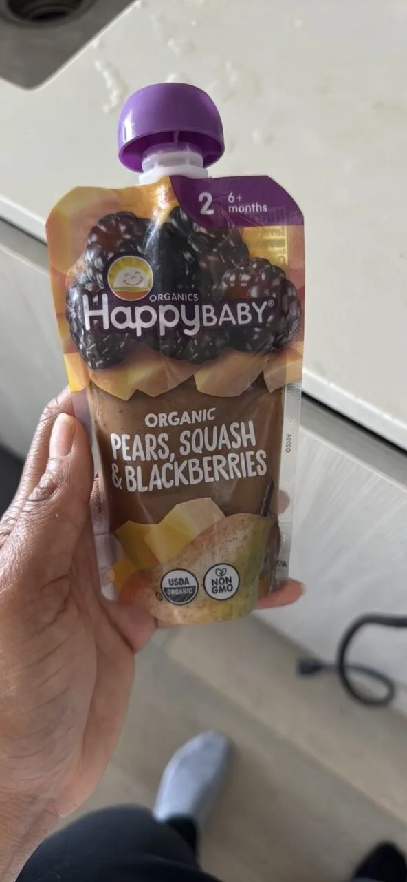 Organic Pears, Squash & Blackberries by Happy Baby - Tier B kids snack