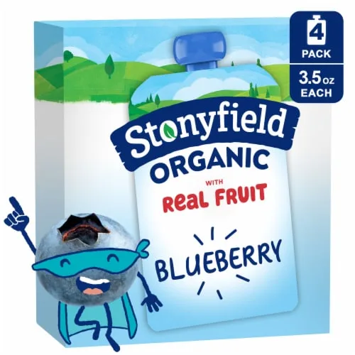 Organic Kids Blueberry Reduced Fat Yogurt Pouch by Stonyfield - Tier D kids snack