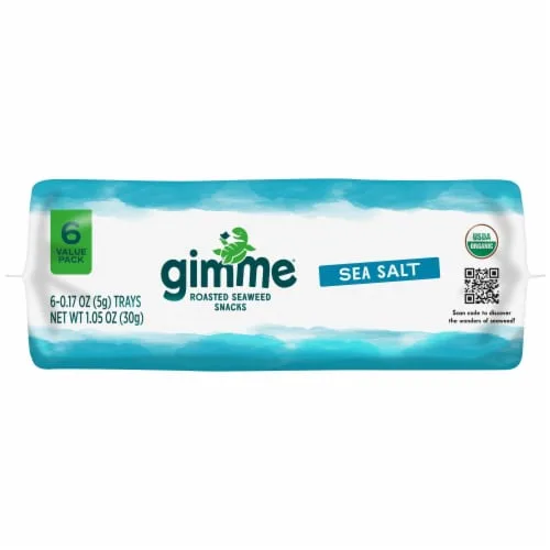 SEA SALT ROASTED SEAWEED SNACKS, SEA SALT by gimme - Tier A kids snack