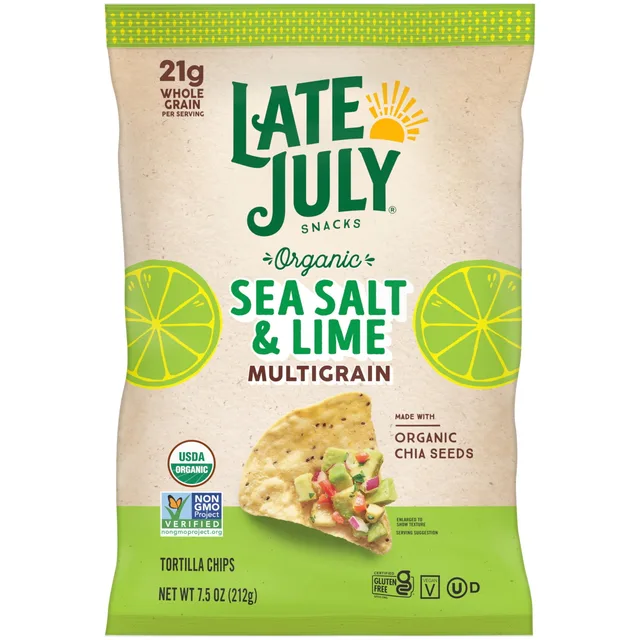 Sea Salt & Lime Multigrain Tortilla Chips by Late July - Tier C kids snack