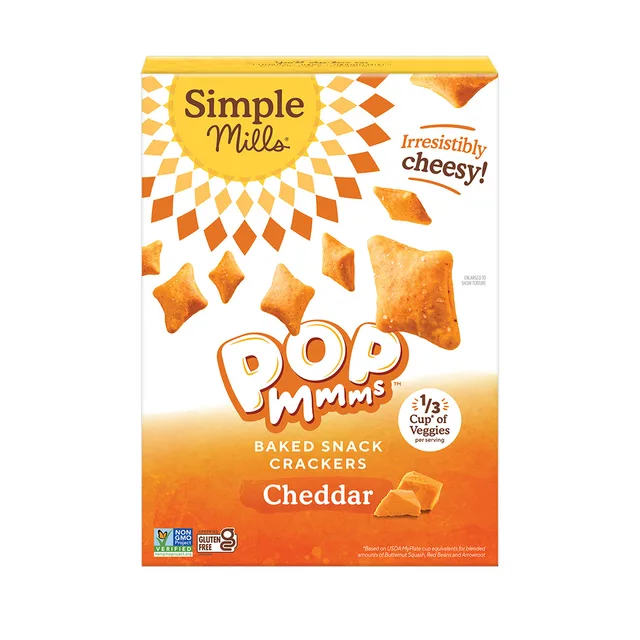 Pop Mms Baked Snack Crackers Cheddar by Simple Mills - Tier B kids snack