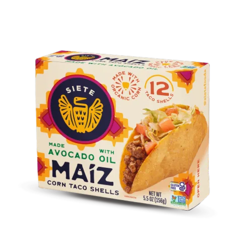 Maiz corn taco shells by Siete - Tier A kids snack