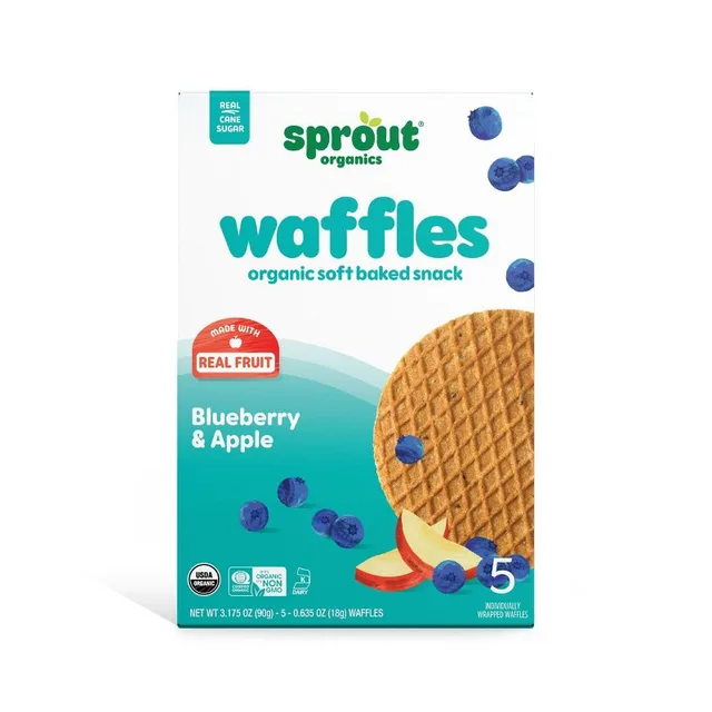 Sprout Organics Soft Baked Waffles for Toddlers - Blueberry + Apple by Sprout Organic - Tier C kids snack