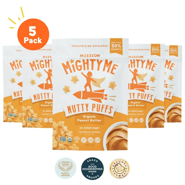Organic Peanut Butter Puffs by Mission MightyMe - Tier A kids snack