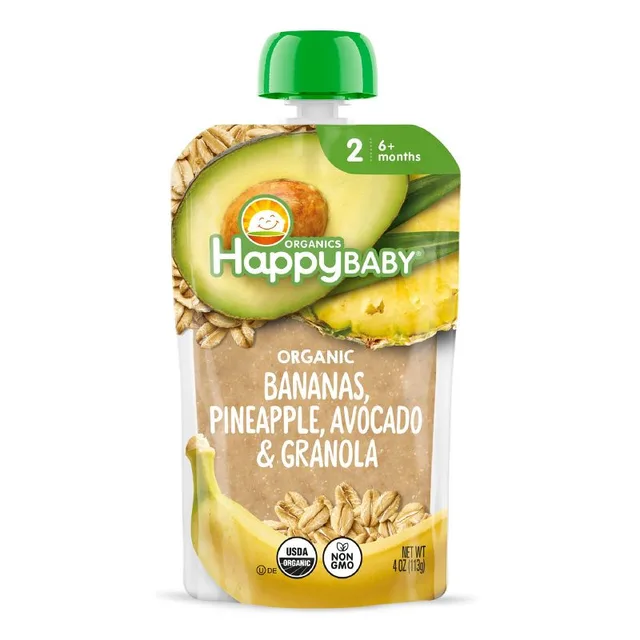 Happy Baby Organic Bananas, Pineapple, Avocado & Granola Baby Food Pouch by Happy Baby - Tier B kids snack